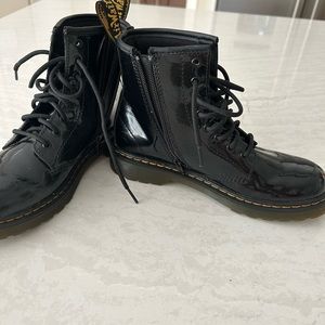 Dr Martens black patent leather boots